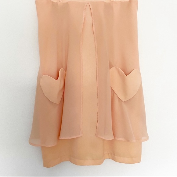 VINTAGE Heart Pocket Sleeveless Dress Blush Pink Size S - Picture 3 of 7